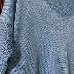 Women's Blue V-Neck Sweater